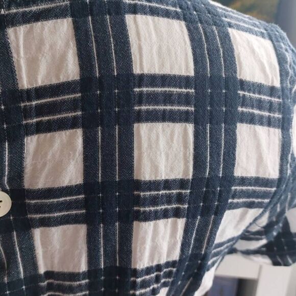 Madewell Plaid Button-Back Tie Tee size Medium - Picture 10 of 11